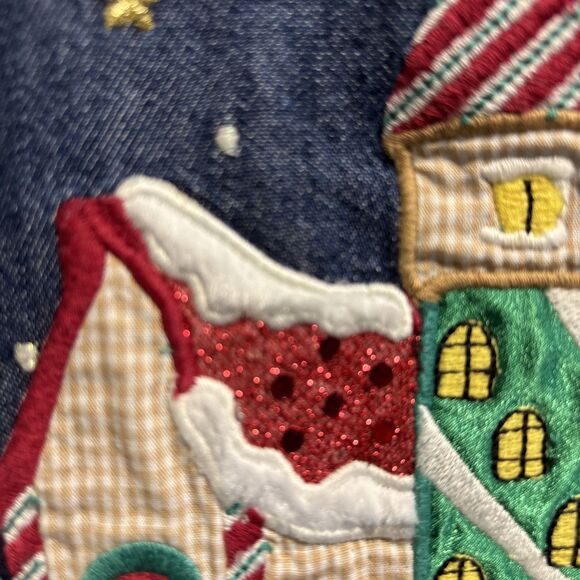 Karen Scott Denim Christmas Shirt Women's Medium Santa Claus Embroidered - Picture 12 of 16